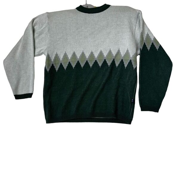 Split 500‎ Mens Geometric Knit Sweater L Green & Gray - Picture 1 of 16